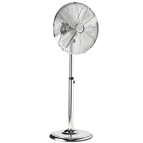 Bakaji - Ventilador de pie de metal, potencia 50 W, diámetro aspas 40 cm, 3 velocidades y altura regulable, función oscilación