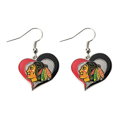 NHL Chicago Blackhawks Swirl Heart Earrings