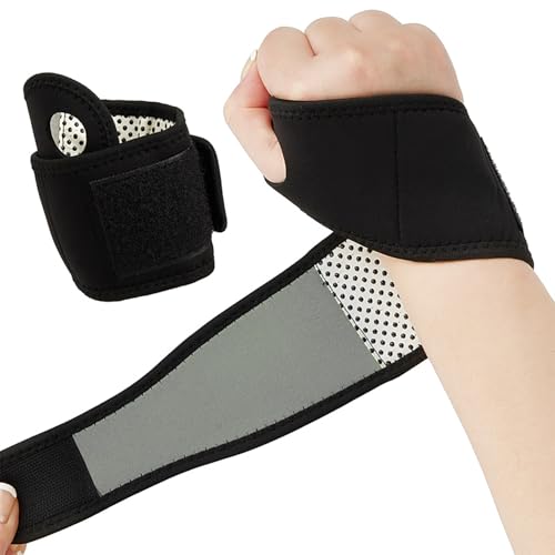 EUZUXU 2 pcs Muñequeras Deportivas, Soporte de la Muñeca Elasticas Ajustable, Muñequeras de Compresión para Deportes de Fuerza, para Levantar de Pesas, Gym-Negro