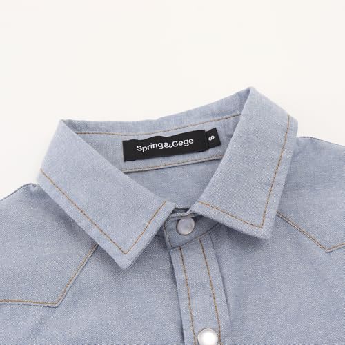 Image of Spring&Gege Boys' Long Sleeve Western Cowboys Pearl Snap Button Down Shirts (5-14 Years)