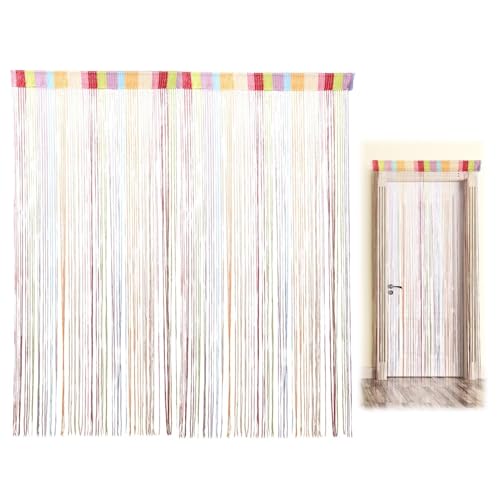 Nodcows Cortina de Hilo 100x200cm, Cortina Puerta Exterior Multicolor, Pantalla de Cortinas de Cuerdas Cuentas Antimoscas, Cortina Separador de Ambientes para Decoración de Puertasy Ventanas