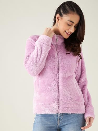 Image of Modeve Women Solid Full Sleeve Fur Standard Length Jacket For Winter