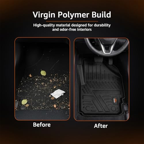 Image of Amazon Basics 5D Custom Fit Car Floor Mats for Baleno | Odor Free Virgin Polymer | All Weather Waterproof Protection | Edge to Edge Coverage | 3 Piece Set