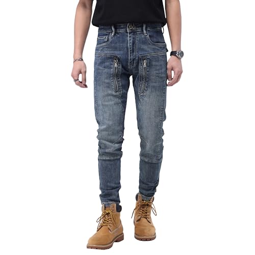 Men's Skinny Jeans Mens Jeans Slim Fit Classic Regular Fit Straight Leg Cargo Denim Pants with Pockets