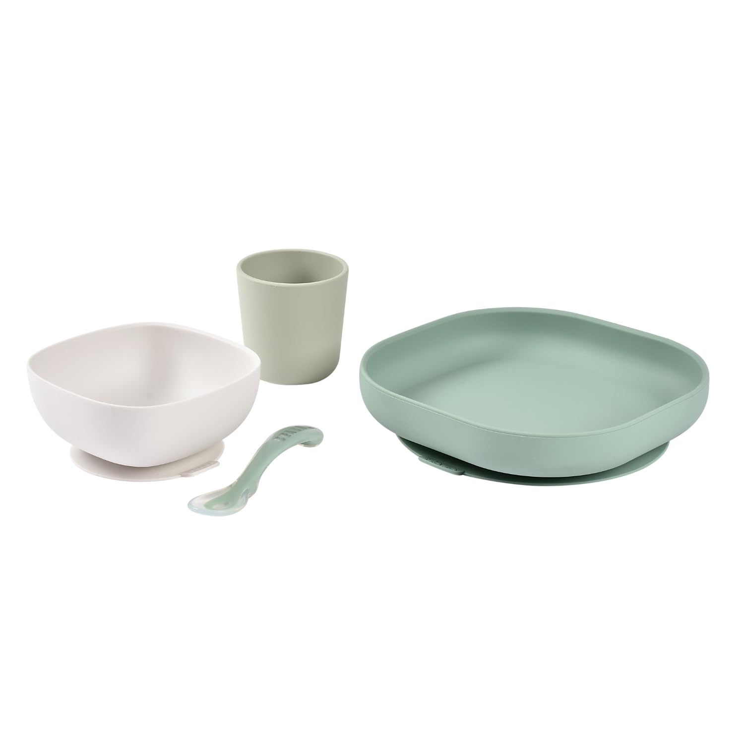 BÉABA, Silicone Baby Meal Set, with Suction Cup, Non-Slip, 4 Pieces, Plate + Bowl + Glass + Spoon - Image 2