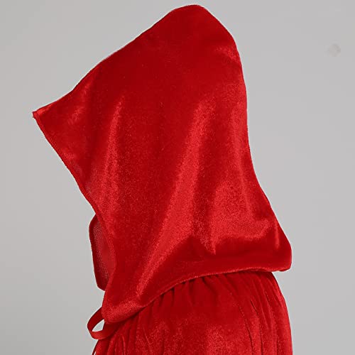Regenboog Kids Velvet Cape with Hood,Red Cloak Kids,Costume Cape Child,Halloween Costume Cloak,Christmas,Renaissance,Witch,Wizard,Mardi Gras,Size S,23.6inch - Image 4