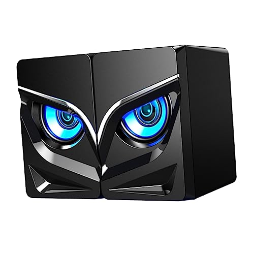 LAPYAPPE 2pcs USB Wired Computer Speakers Colorful Lighting Effect Compact External for Desktop and Laptop Powerful Sound and Volume for Home and Gaming Use