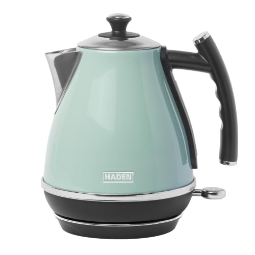 Haden Cotswold Green Kettle - Lightweight - Easy To Clean - 3KW Fast Boil Stainless Steel Electric Kettle 360 Base Boil-Dry Protection - Retro Style Kettle and Toaster Sets