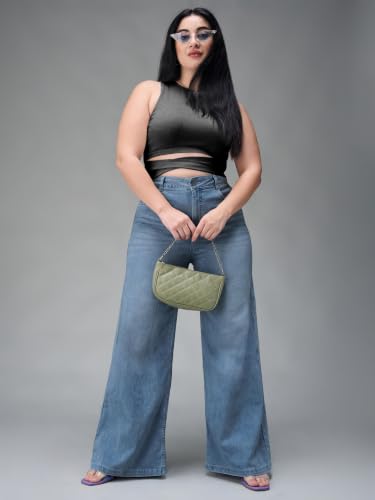 Image of Miss Chase A+ Women's High Rise Regular Stretchable Denim Bootcut Shaping Jeans