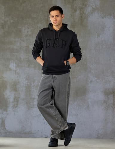 Image of Gap Men Embroidered Relaxed Fit Full Sleeve Hoodie