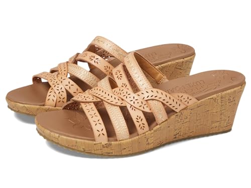 Skechers Beverlee-New Resort, Sandalias con cuña Mujer, Beige, 35 EU