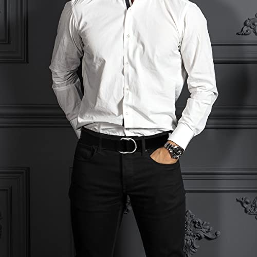 Falari Canvas Web Belt Metal Double D Ring Buckle for Men Women Casual Cloth Military Style Belt 1 1/2" Wide3