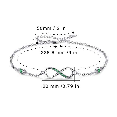Image of MEDWISE Womens Infinity Anklet Bracelet 925 Sterling Silver Endless Love Symbol Ankle Bracelet Adjustable Plus Size Large Bracelet Gifts for her Mother's Day Gifts