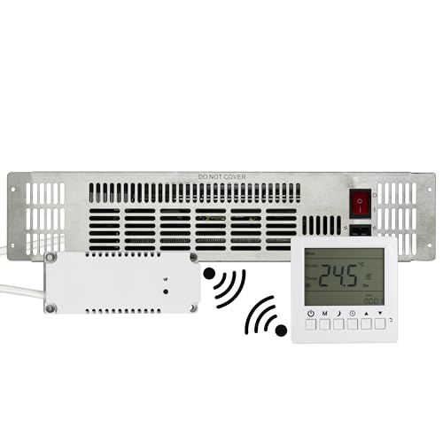 TCP Plinth 2kW Stainless Steel Fan Heater Kickboard Heater for Under Kitchen Cabinets Space-Saving 2000W Heating with Programmable RF Thermostat & 7-Day Timer Silver