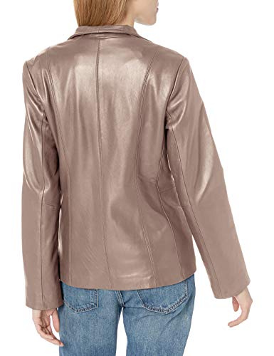 Image of Cole Haan Women's Leather Wing Collared Jacket (Standard and Plus Size)