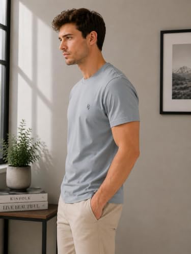 Image of BLUE FOG Summer Casual Wear Regular Fit Cotton Blend Half Sleeve Round Neck |T-Shirt for Men's(101)