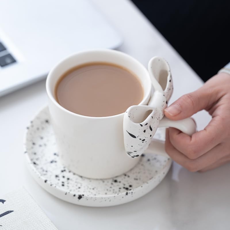 GSOUL Kungfu Tea cup Bowtie Coffee Cup Saucer Set Mug Household Ceramic Mugs Small Tea Cups
