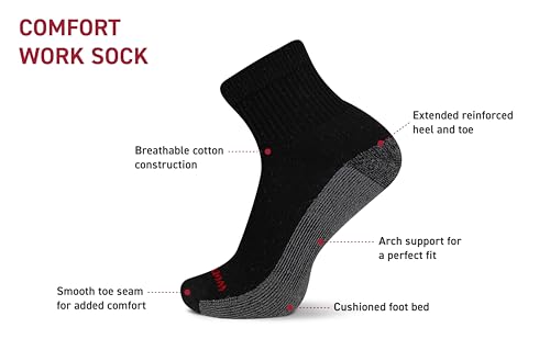 Wolverine Men's Cotton Comfort Ankle Socks - 6 Pairs, Breathable Arch Support4