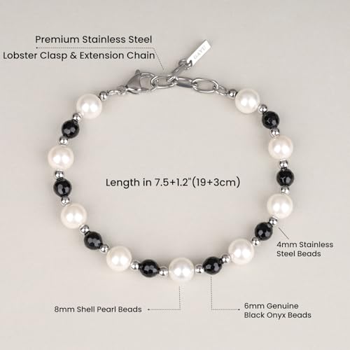 GAVU Men’s Pearl Bracelets, Hematite Beaded Bracelet for Men - Image 4