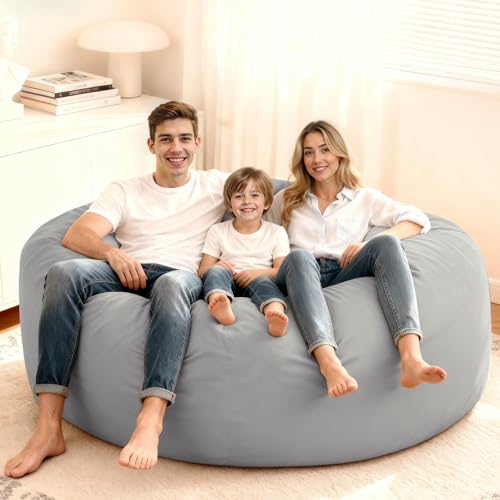 Image of HABUTWAY Bean Bag Chair: Giant 6' Memory Foam Furniture Bean Bag Chair with Microfiber Cover - 6Ft,Light Grey