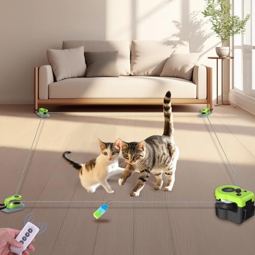 ITSHINY Katzenspielzeug Elektrisch, Katzenspielzeug Selbstbeschäftigung mit anpassbaren Laufwegen, Auto- und manuellen Modi,USB Wiederaufladbarer Interaktives katzenspielzeug