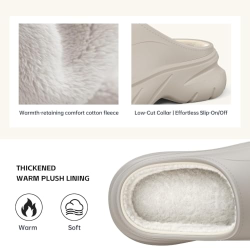 Image of Unisex Waterproof Winter Slippers for Outdoor, Fuzzy Lined Non-Slip Snow Boot House Shoes with Rubber Sole, Indoor Outdoor Comfort for Cold Weather
