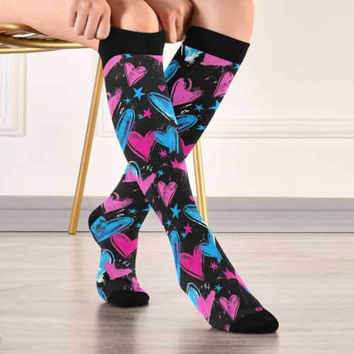 Image of Nander Funny Llama Cactus Compression Socks Women Men for (20-30mmHg) Athletic Sports,Running,Travel Knee High Stockings