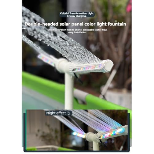 Fuente de doble aspersor para piscina con sensor automático y luces 3
