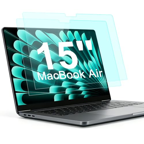 Image of 2-Pack Anti Blue Light Screen Protector for MacBook Air 15-inch (2023-2026, M2, M3, M4, M5), Matte Anti Glare Film Protector for Mac 15.3'' (Model A2941 A3114 A3241 A3448)
