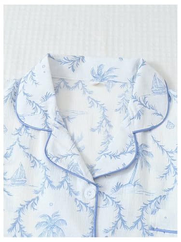 Image of Verdusa Pajamas For Women Set 2 Piece Summer Pajama Sets Cute Pjs Lounge Matching Button Shirt with Shorts