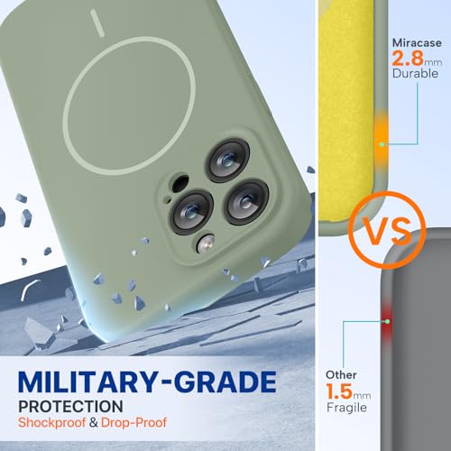 Image of Miracase Magnetic for iPhone 14 Pro Max Case, [Soft Anti-Scratch Microfiber Lining], Compatible with MagSafe, Silicone Shockproof Protection Phone Case for iPhone 14 Pro Max,Patina Green