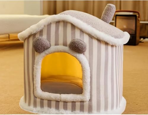 AOPIPI ペットベッド ペットソファ 猫用 犬用ベッド 寝床 通年タイプ リバーシブルクッション付き カバー取り外し可能 洗える 柔らかい ふわふわ暖か 寒さ対策 中小型犬/猫用 可愛い 防寒 クッション い スタイル かわいい猫 犬柔らかい (M,グ