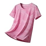 [Ramiter] サマー レディース 半袖 接触冷感 Tシャツ アイスシルク 速乾 スポーツ Tシャツ 春 ヨガウェア ストレッチ カットソー 通気性 涼しい 体型カバー ゆったり ドライ おしゃれ 薄手 トップス アウトドア 筋トレ ジム(2XL,ライトピンク)