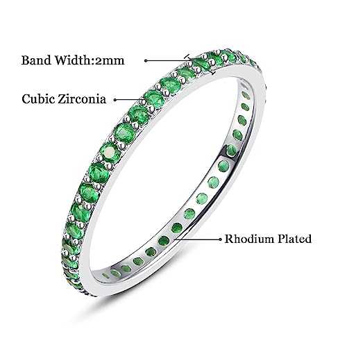 2mm/2.5mm Cubic Zirconia/Emerald/Sapphire Eternity Rings for Women Vintage Stackable Engagement Ring Cubic Zirconia Wedding Band Size 5-93