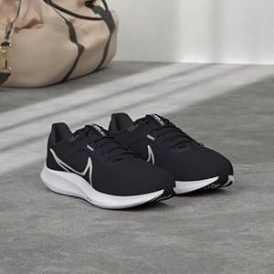 Nike Air Zoom Pegasus Laced Shoes For Mens Black/White-Iron Grey