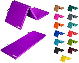 Xn8 Tri-Fold Gymnastics Mat with Carrying Handles Non Slip PU Leather Soft 6cm Thick Folding Gym Mat for Home Fitness Workout Exercise Yoga Pilates