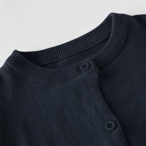 Girls Cardigan Sweater Kids Button Up Knit Crewneck Sweaters Navy 7-8 T - image 8
