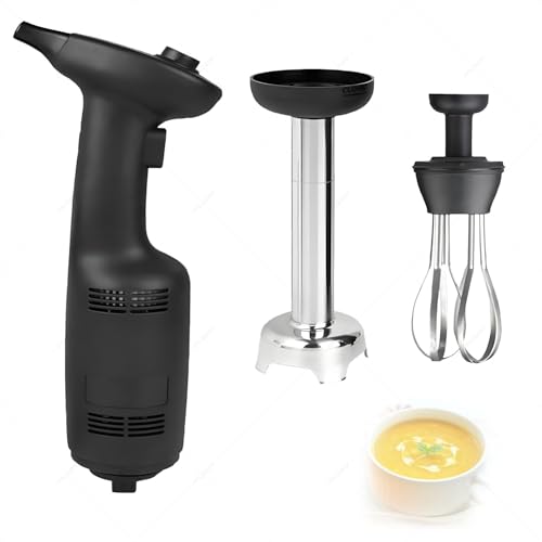 Juego de licuadora de inmersión comercial, 270 W, cuchillas de acero inoxidable, mango de goma, perfecto para hacer puré, emulsionar, mezclar