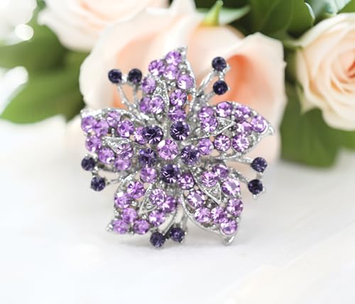Image of Gyn&Joy Womens Crystal Rhinestones Lily Floral Wedding Flower Brooch Pins