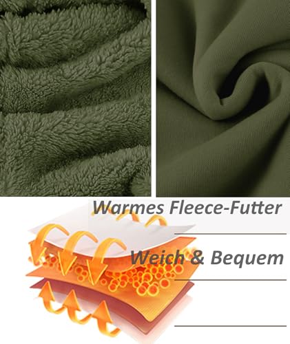 SwissWell Sudadera con Capucha para Hombre Invierno Chaqueta Polar Sudadera con Cremallera Chaquetas Deportivas Cálidas con Bolsillos para Senderismo Acampada.,652 Verde Oliva,XL - imagen 3