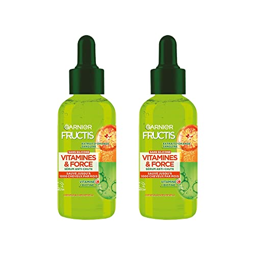 Fructis - 3 个月治愈抗脱发精华 - 维生素和强度 - 素食和不含硅 - 富含维生素 C 和生物素 - 用于脆弱和受损的头发 - 125 毫升 - 2 件装