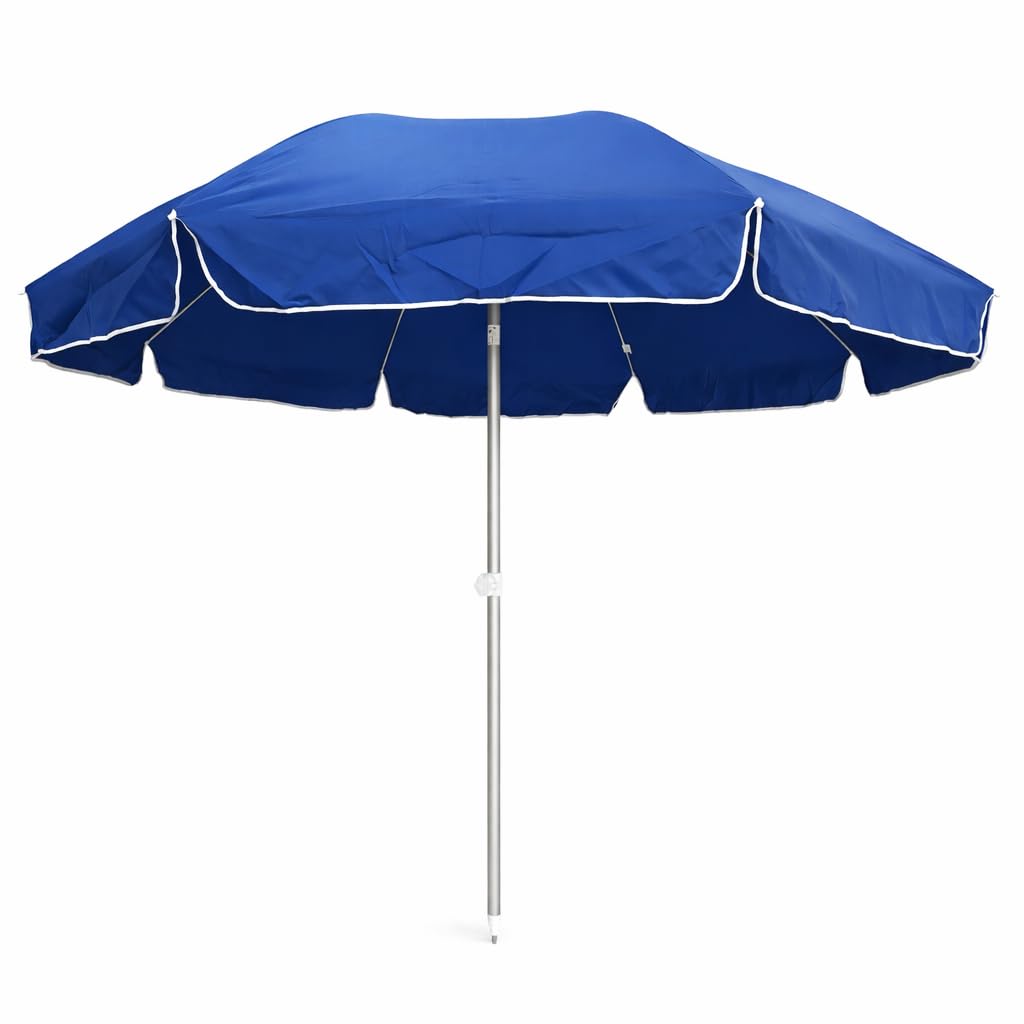 DANYX Ombrellone XXL Mare Spiaggia 240cm Palo Alluminio Stecche Fibra di Vetro Antivento Protezione UV50+ Inclinabile con Custodia e Punta a Trivella