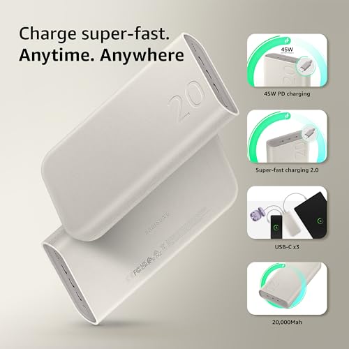 Samsung Galaxy 20000mAh Power Bank, Wired Battery Pack, Gray view 2