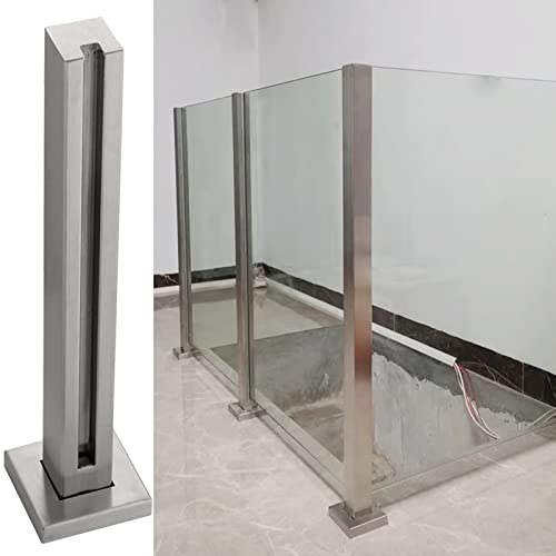 Glas Geländerpfosten Glashalter Edelstahl Plattform Mittelpfosten / Eckpfosten / Endpfosten Geländerpfosten Aus Glas Quadrat, Silber Innen Dachboden Draussen Terrasse Geländerpfosten, Bodenmontage Cover