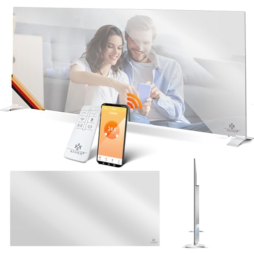 KESSER Infrarotheizung 600W Spiegelheizung Energiesparend 2in1 Standgerät & Wandmontage Elektroheizung mit Erkennung Offener Fenster + Fernbedienung & App-Steuerung Thermostat Infrarot Heizpaneel
