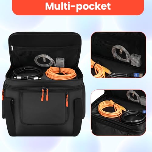 Portable Carrying Bag Compatible with Jackery Explorer 1000 V2, Soft Power Station Storage Case with Padding, Generator Covers with Side Zipper, Multi-Pocket, Shoulder Strap, 13.78*10.23*10.8in - Image 4