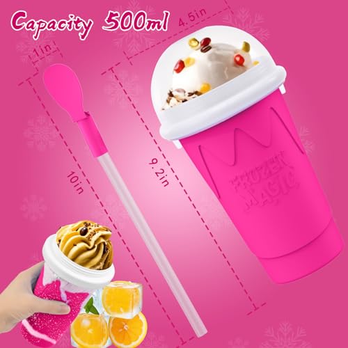 Image of 500ML Slushie Maker Cups, Magic Quick Frozen Smoothies Cup for Homemade Milk Shake Ice Cream Makers, Cooling Cups, Double Layer Squeeze Slushy Cup, Birthday Gifts for Mom Dad, Boy, Girls