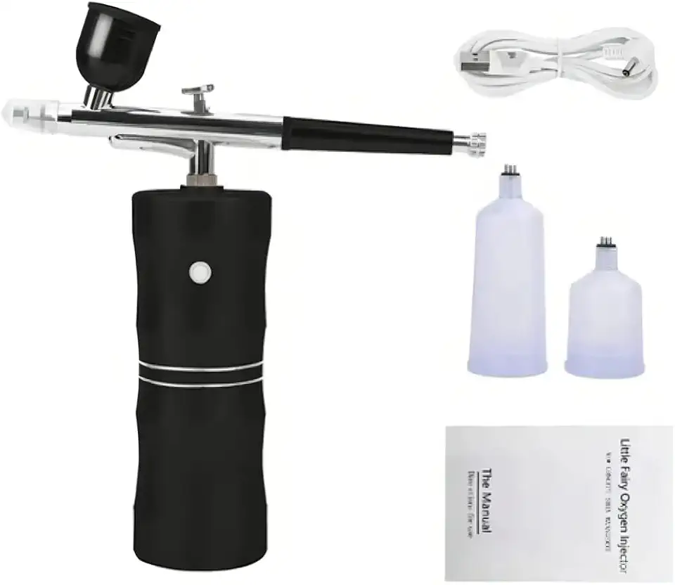 Kit Aerógrafo Compressor USB Recarregável Sem Fio Portátil Preto com Acessórios para Maquiagem, Nail Art, Artesanato Alto Padrão Great Home