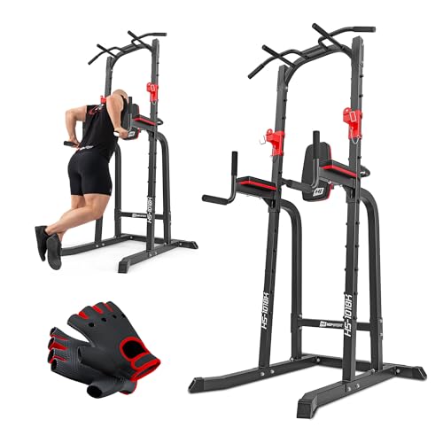 HOP-SPORT® Chaise Romaine HS-1018K, Tour de Force Multifonctionnelle avec Dips Station, Barre de Traction avec Support pour Haltères, Station de Musculation...