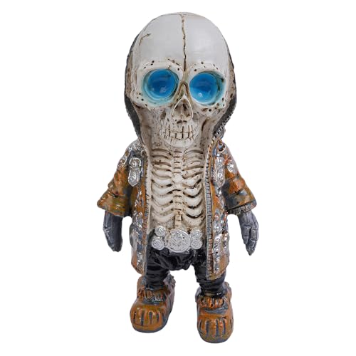 ZONADAH ZONADAH Cool Skeleton Figurines Resin Gothic Skull Sculpture Cute Statue Skeleton Doll Resin Crafts Halloween Man Figurines Ornaments for Home Office Desk Car Decoration Brown